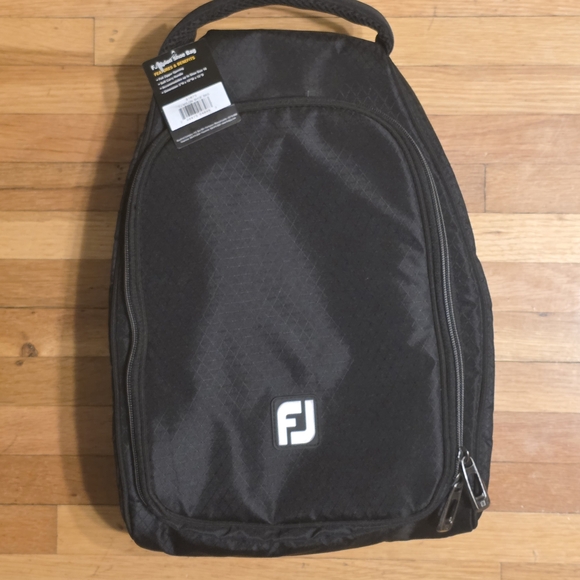 FJ Footjoy New Nylon Black Golf Shoes Vented Padded Bag - Picture 3 of 8